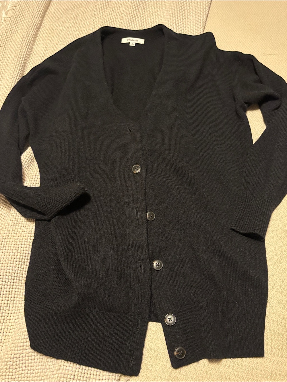Madewell sold out Black V-Neck Button-Front Cardigan